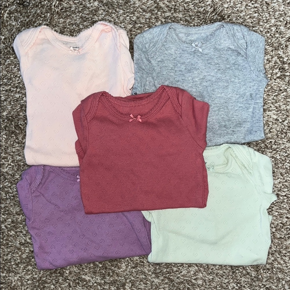 Set of 5 Baby Onesies in Pastel Colors